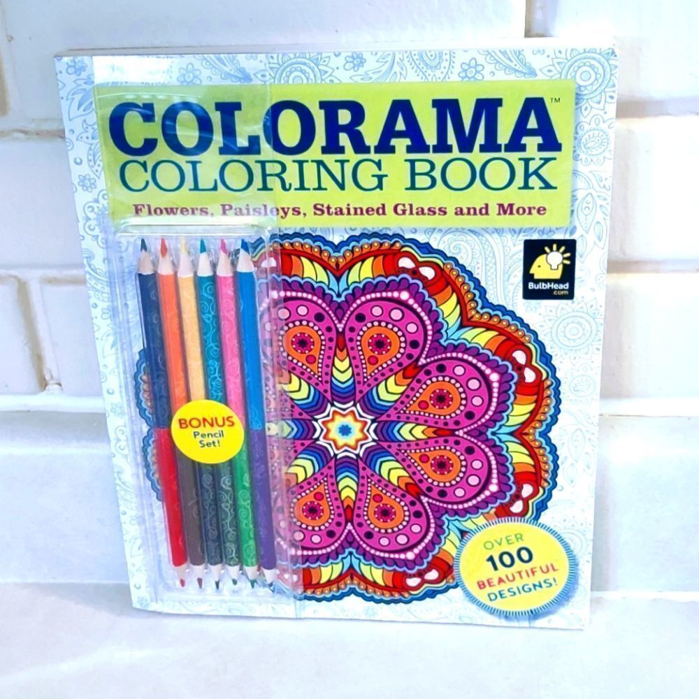 COLORAMA ADULT COLORING BOOK FULL SIZE COMES WITH BONUS PENCIL SET